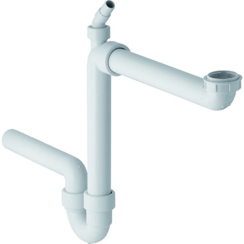 Immagine di Geberit sifone curvo per lavello, modello salvaspazio, con portagomma a gomito, scarico orizzontale colore bianco 152.337.11.1