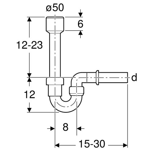 Immagine di Geberit sifone curvo per lavatoio, con rosone da parete, scarico orizzontale colore bianco 152.607.11.1