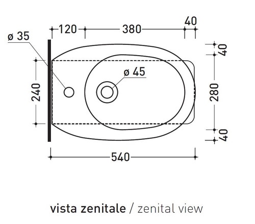 Immagine di Flaminia MADRE bidet back to wall monoforo, con troppopieno, colore bianco latte finitura opaco MA217LAT