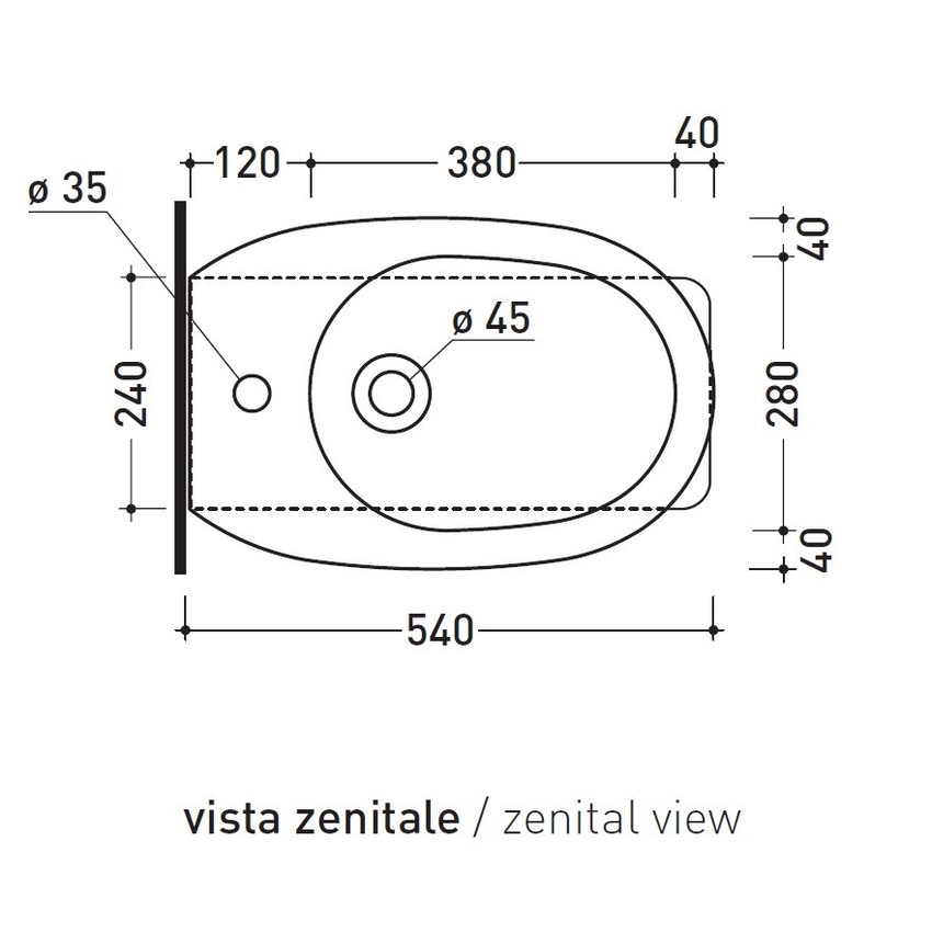 Immagine di Flaminia MADRE bidet back to wall monoforo, con troppopieno, colore bianco latte finitura opaco MA217LAT