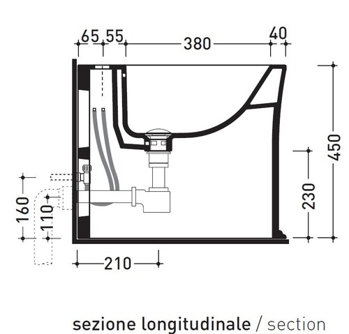 Immagine di Flaminia MADRE bidet back to wall monoforo, con troppopieno, colore bianco latte finitura opaco MA217LAT