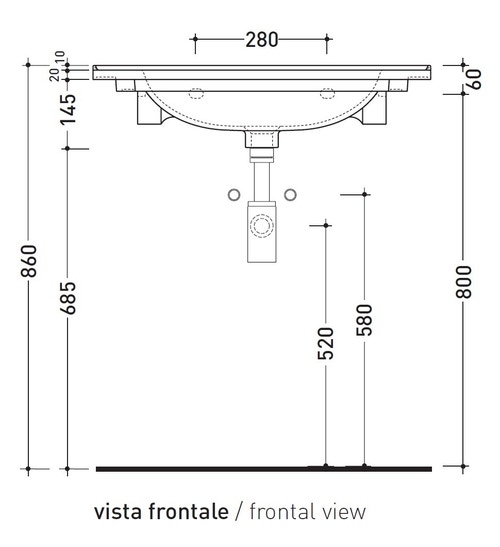 Immagine di Flaminia BLOOM 70 consolle sospesa 72 cm, con troppopieno, colore nuvola finitura opaco BM70LNUV