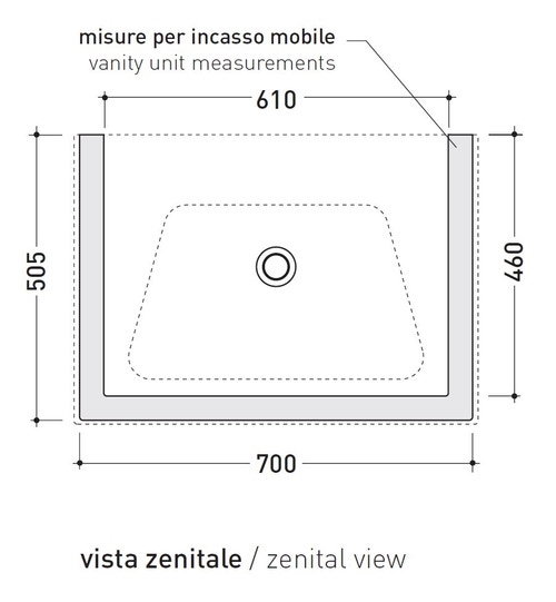 Immagine di Flaminia BLOOM 70 consolle sospesa 72 cm, con troppopieno, colore nuvola finitura opaco BM70LNUV