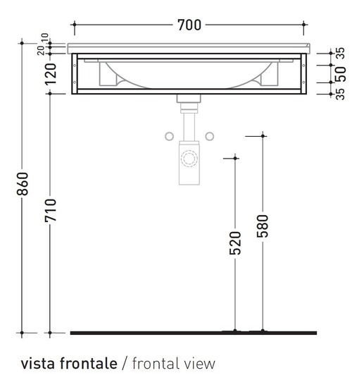 Immagine di Flaminia BLOOM struttura sospesa in metallo per consolle bloom 70, colore nero finitura opaco BM70SNER