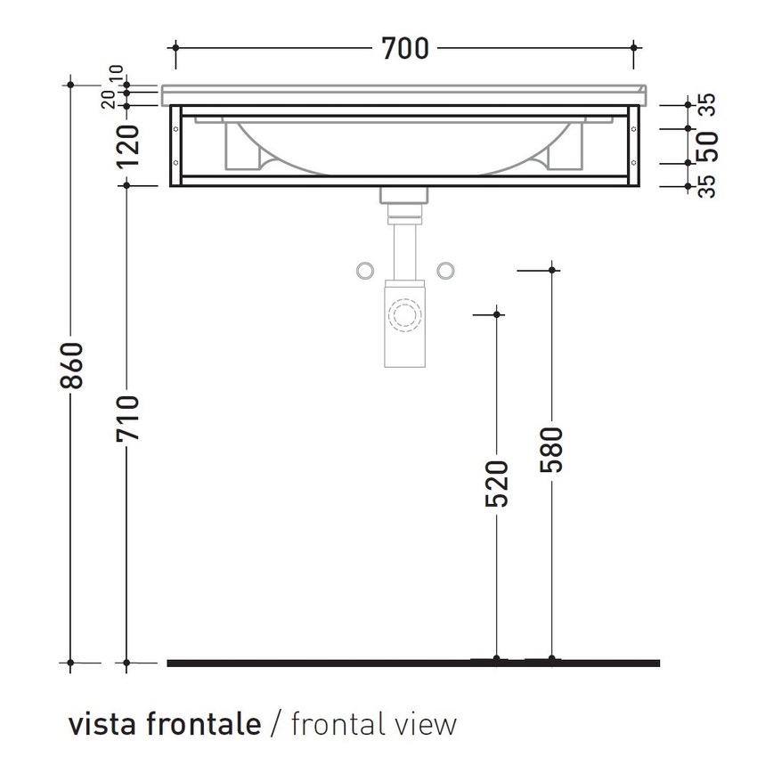 Immagine di Flaminia BLOOM struttura sospesa in metallo per consolle bloom 70, colore nero finitura opaco BM70SNER