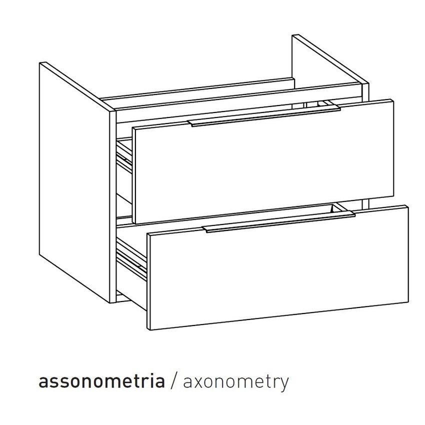 Immagine di Flaminia BOX base portaconsolle sospesa 2 cassetti, L.70 P.50 H.50 cm, per consolle Bloom 70, finitura OJ Bianco BBX809OJB