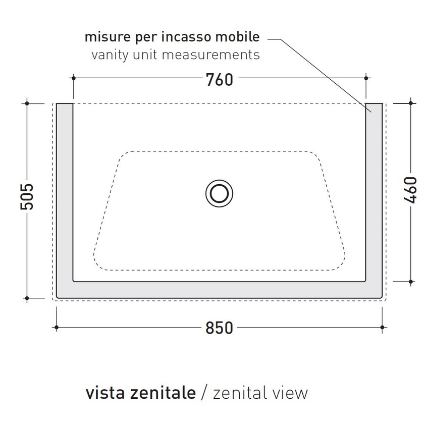 Immagine di Flaminia BLOOM 85 consolle sospesa 87 cm, con troppopieno, colore bianco finitura lucido BM85L