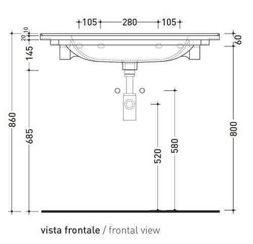 Immagine di Flaminia BLOOM 85 consolle sospesa 87 cm, con troppopieno, colore bianco finitura lucido BM85L