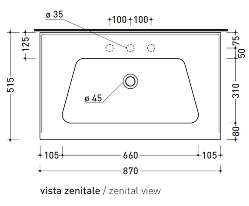 Immagine di Flaminia BLOOM 85 consolle sospesa 87 cm, con troppopieno, colore bianco finitura lucido BM85L