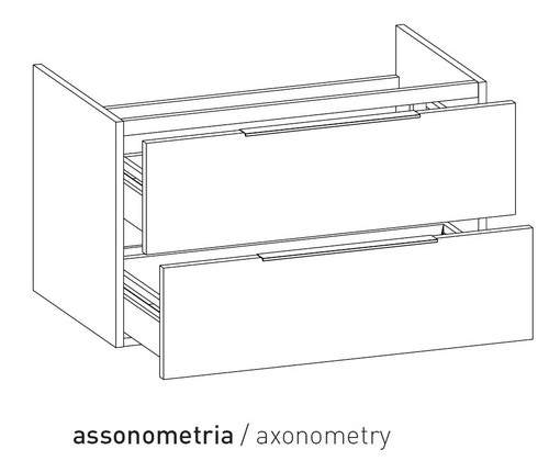 Immagine di Flaminia BOX base portaconsolle sospesa 2 cassetti, L.85 P.50 H.50 cm, per consolle Bloom 85, finitura ok arly BBX815ARL