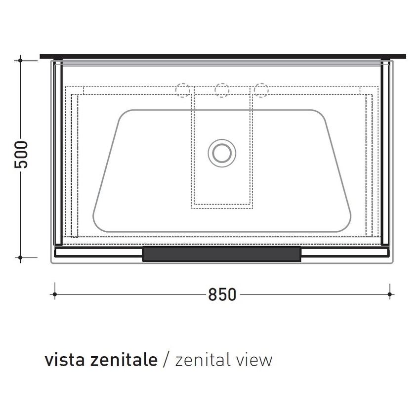 Immagine di Flaminia BOX base portaconsolle sospesa 2 cassetti, L.85 P.50 H.50 cm, per consolle Bloom 85, finitura ok arly BBX815ARL