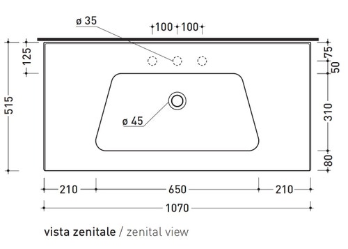 Immagine di Flaminia BLOOM 105 consolle sospesa 107 cm, con troppopieno, colore bianco finitura lucido BM105L