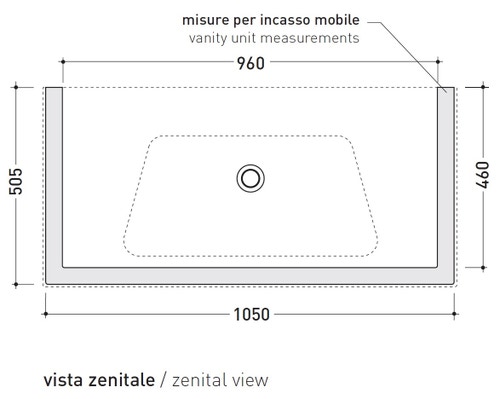 Immagine di Flaminia BLOOM 105 consolle sospesa 107 cm, con troppopieno, colore bianco finitura lucido BM105L