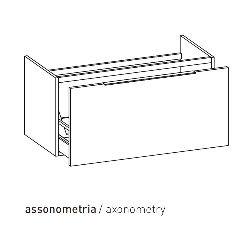 Immagine di Flaminia BOX base portaconsolle sospesa 1 cassetto, L.105 P.50 H.50 cm, per consolle Bloom 105, finitura oj grigio BBX835OJG