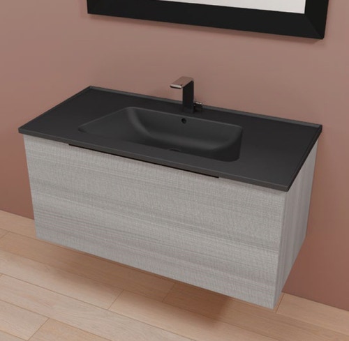 Immagine di Flaminia BOX base portaconsolle sospesa 1 cassetto, L.105 P.50 H.50 cm, per consolle Bloom 105, finitura oj grigio BBX835OJG