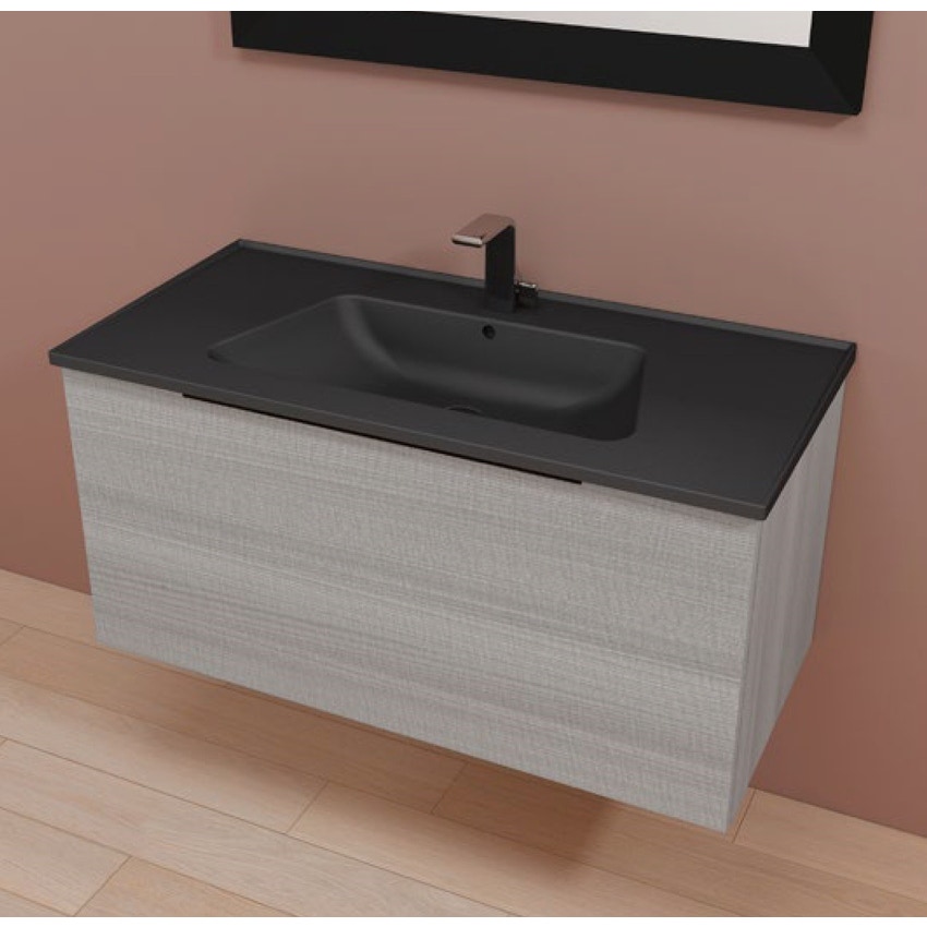 Immagine di Flaminia BOX base portaconsolle sospesa 1 cassetto, L.105 P.50 H.50 cm, per consolle Bloom 105, finitura oj grigio BBX835OJG