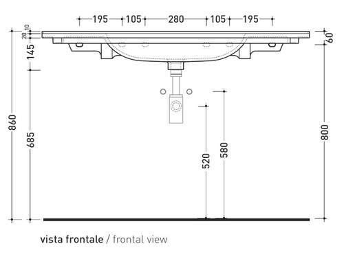 Immagine di Flaminia BLOOM 120 consolle sospesa 122 cm, con troppopieno, colore bianco finitura lucido BM120L