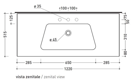 Immagine di Flaminia BLOOM 120 consolle sospesa 122 cm, con troppopieno, colore bianco finitura lucido BM120L