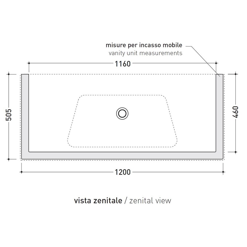 Immagine di Flaminia BLOOM 120 consolle sospesa 122 cm, con troppopieno, colore bianco finitura lucido BM120L