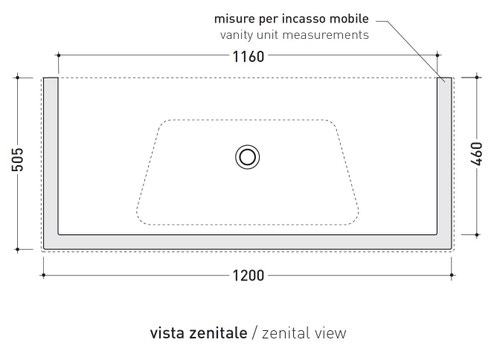 Immagine di Flaminia BLOOM 120 consolle sospesa 122 cm, con troppopieno, colore bianco latte finitura opaco BM120LLAT