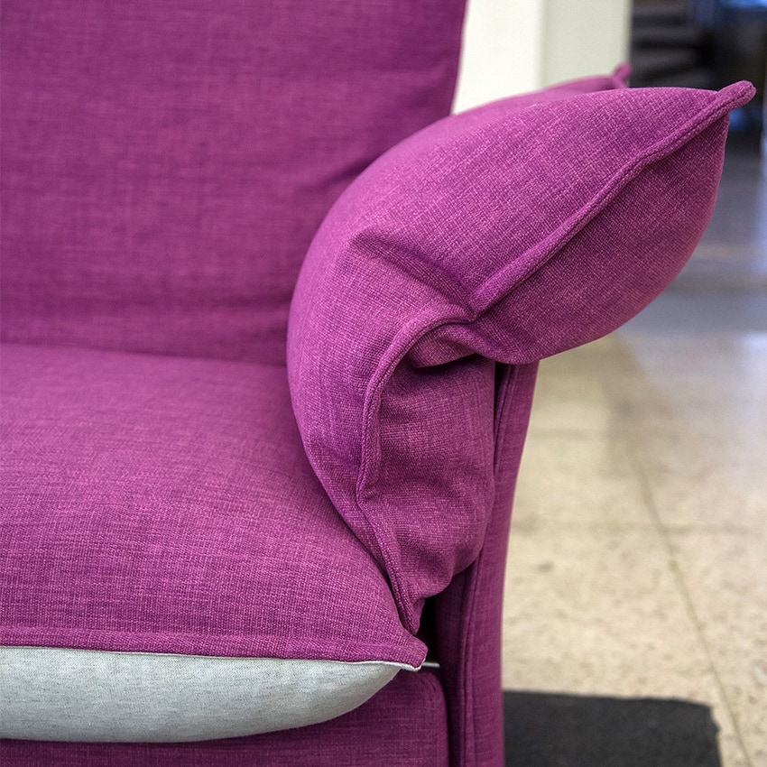 Immagine di Mussi DO-DOLLY divano 3 posti 283x102x95 cm in tessuto bicolore fuxia e bianco con cuscini imbottiti in poliuretano DODO M29 X49