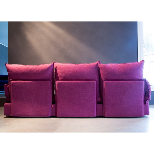 Immagine di Mussi DO-DOLLY divano 3 posti 283x102x95 cm in tessuto bicolore fuxia e bianco con cuscini imbottiti in poliuretano DODO M29 X49