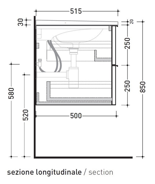 Immagine di Flaminia BOX base portaconsolle sospesa 2 cassetti, L.120 P.50 H.50 cm, per consolle Bloom 120, finitura oj bianco BBX949OJB
