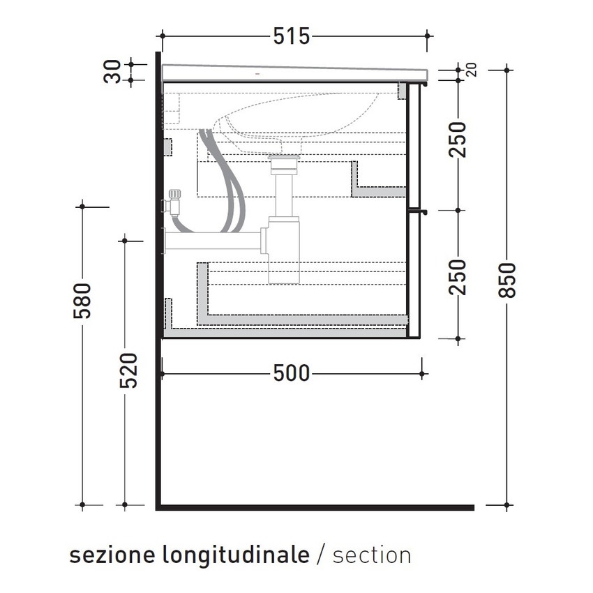 Immagine di Flaminia BOX base portaconsolle sospesa 2 cassetti, L.120 P.50 H.50 cm, per consolle Bloom 120, finitura oj bianco BBX949OJB