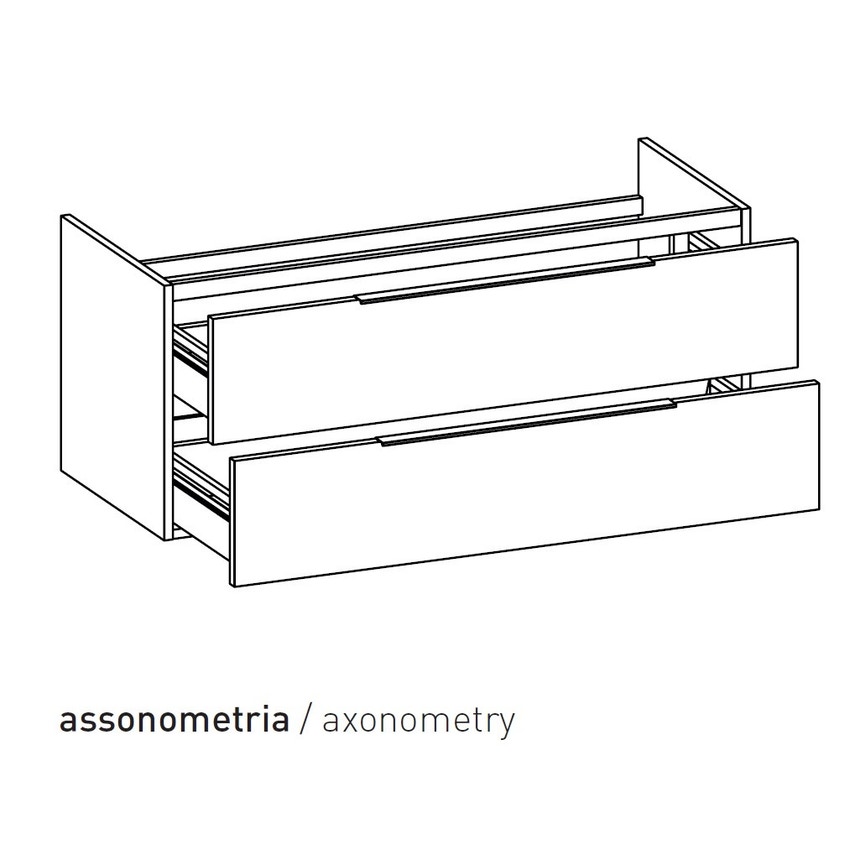 Immagine di Flaminia BOX base portaconsolle sospesa 2 cassetti, L.120 P.50 H.50 cm, per consolle Bloom 120, finitura oj bianco BBX949OJB