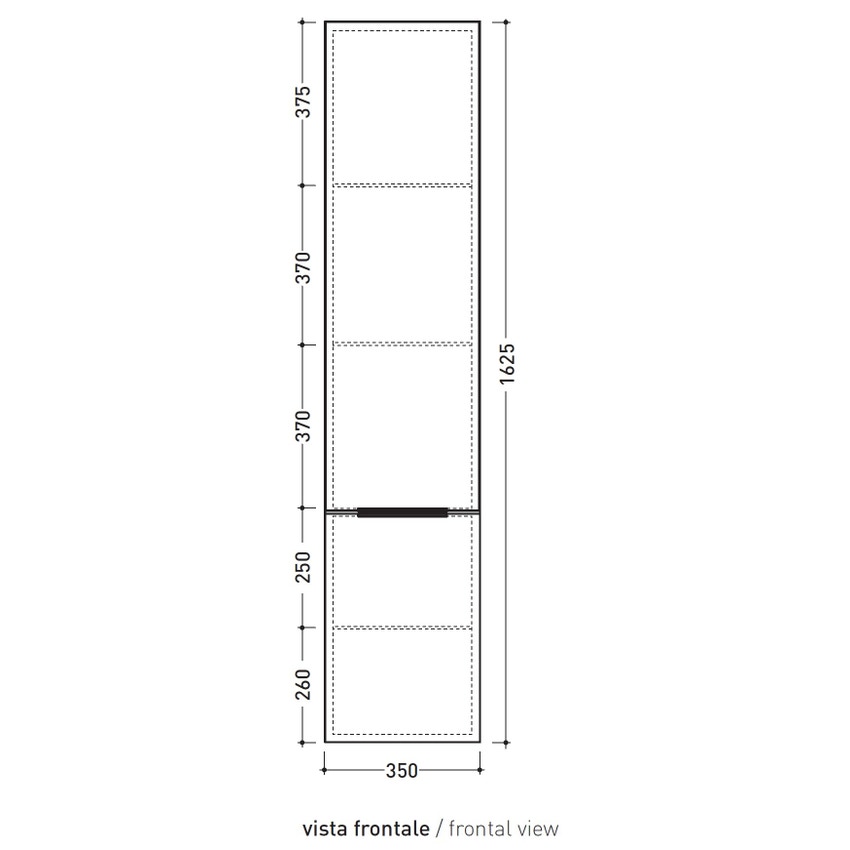 Flaminia BX304ROJB BOX armadio sospeso, 2 ante, L.35 P.37 H.162,5 cm,  cerniere a destra, finitura oj bianco