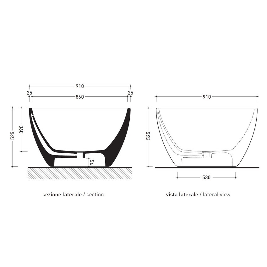 Immagine di Flaminia APP vasca freestanding 176 cm, in pietraluce, colore bianco finitura lucido AP176V