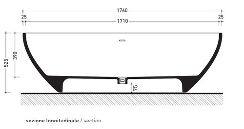 Immagine di Flaminia APP vasca freestanding 176 cm, in pietraluce, colore bianco finitura lucido AP176V