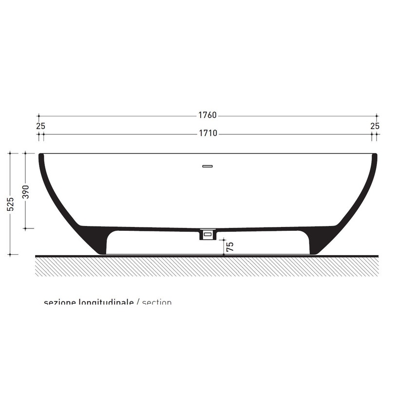 Immagine di Flaminia APP vasca freestanding 176 cm, in pietraluce, colore bianco finitura lucido AP176V