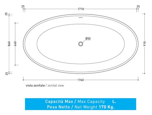 Immagine di Flaminia APP vasca freestanding 176 cm, in pietraluce, colore bianco finitura lucido AP176V