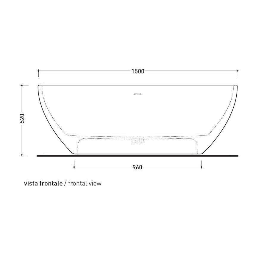 Immagine di Flaminia APP vasca freestanding 150 cm, in pietraluce, colore bianco finitura lucido AP150V