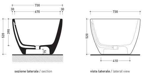 Immagine di Flaminia APP vasca freestanding 150 cm, in pietraluce, colore bianco finitura lucido AP150V