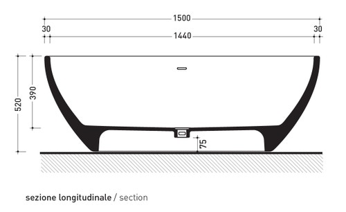 Immagine di Flaminia APP vasca freestanding 150 cm, in pietraluce, colore bianco finitura lucido AP150V