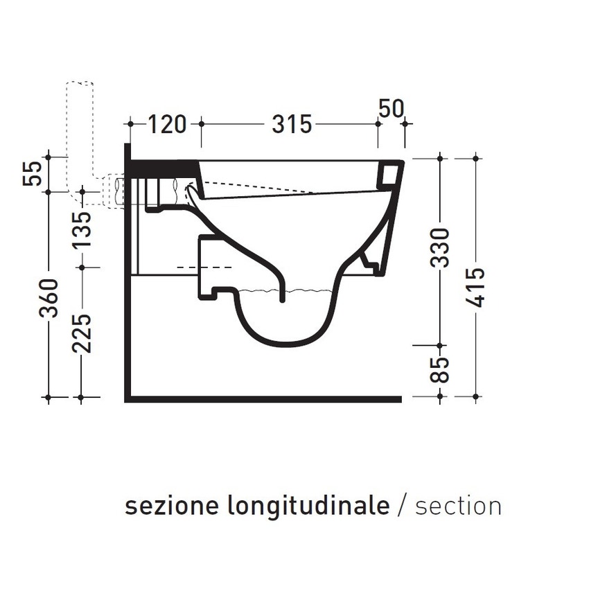 Immagine di Flaminia MINI LINK vaso sospeso, colore bianco finitura lucido 5064
