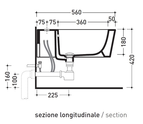 Immagine di Flaminia LINK bidet sospeso monoforo, con troppopieno, colore bianco finitura lucido 5051/B
