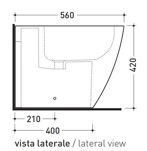 Immagine di Flaminia LINK bidet back to wall monoforo, con troppopieno, colore nero finitura lucido LK217NER