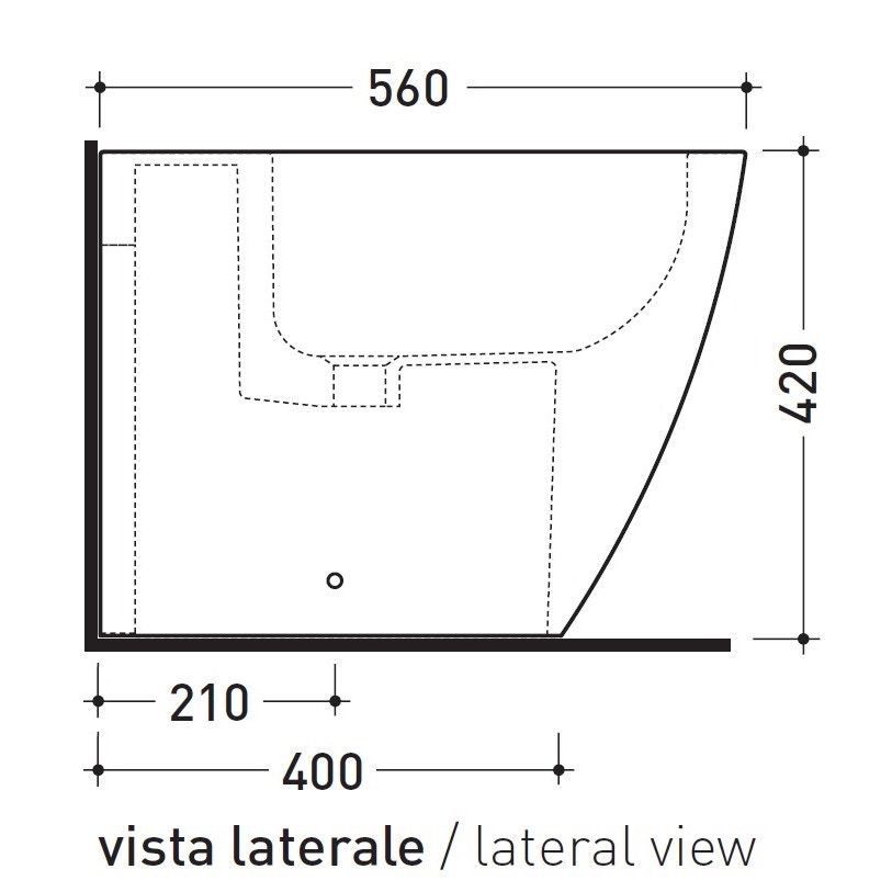 Immagine di Flaminia LINK bidet back to wall monoforo, con troppopieno, colore nero finitura lucido LK217NER