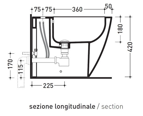 Immagine di Flaminia LINK bidet back to wall monoforo, con troppopieno, colore nero finitura lucido LK217NER