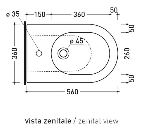 Immagine di Flaminia LINK bidet back to wall monoforo, con troppopieno, colore nero finitura lucido LK217NER