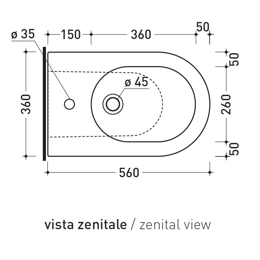 Immagine di Flaminia LINK bidet back to wall monoforo, con troppopieno, colore nero finitura lucido LK217NER
