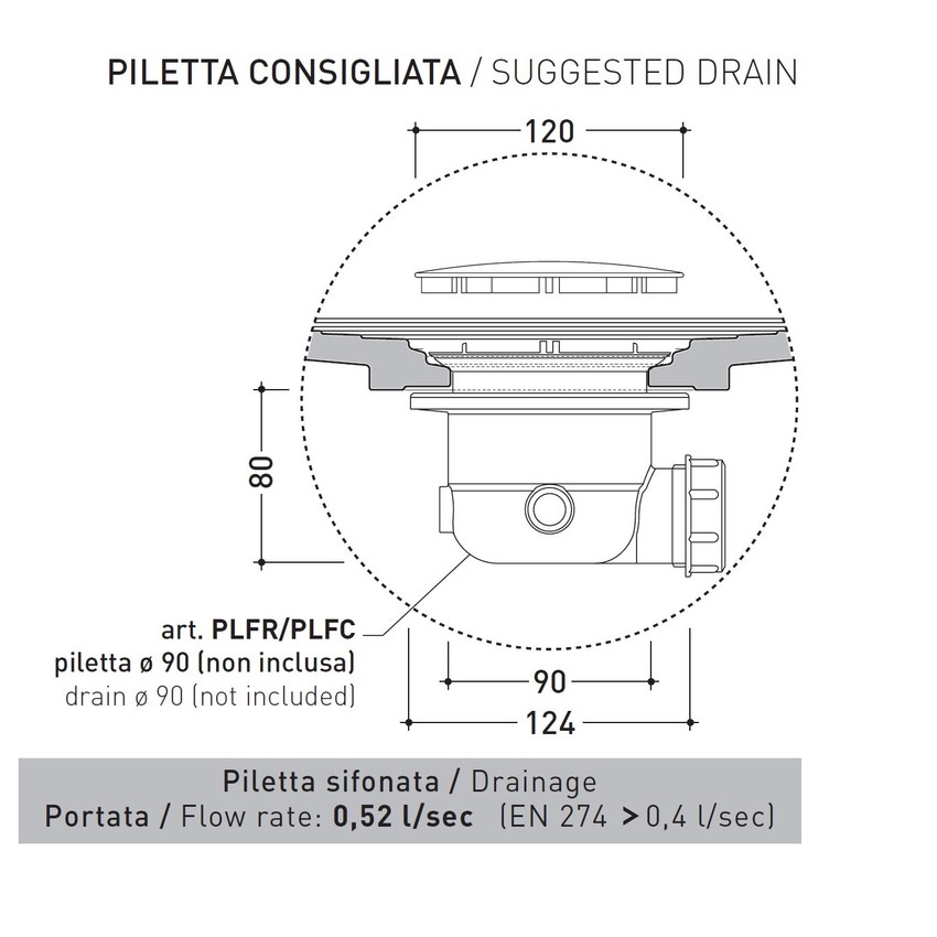 Flaminia DR80 WATER DROP piatto doccia quadrato 80 cm, da appoggio o  incasso filo pavimento, colore bianco finitura lucido
