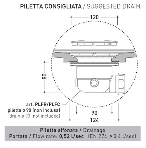 Immagine di Flaminia WATER DROP piatto doccia rettangolare L.120 P.80 cm, da appoggio o incasso filo pavimento, colore bianco finitura lucido DR120