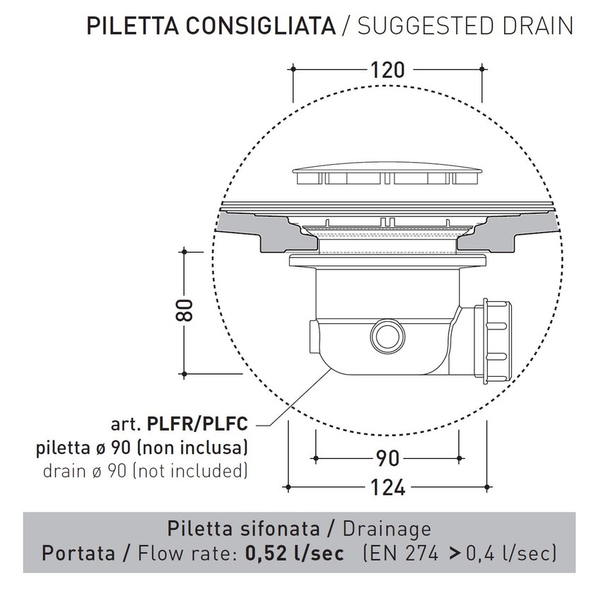 Immagine di Flaminia WATER DROP piatto doccia rettangolare L.120 P.80 cm, da appoggio o incasso filo pavimento, colore bianco finitura lucido DR120