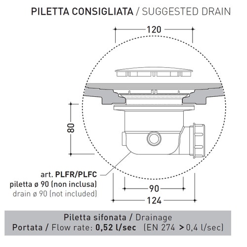 Immagine di Flaminia WATER DROP piatto doccia rettangolare L.100 P.80 cm, da appoggio o incasso filo pavimento, colore bianco finitura lucido DR8010