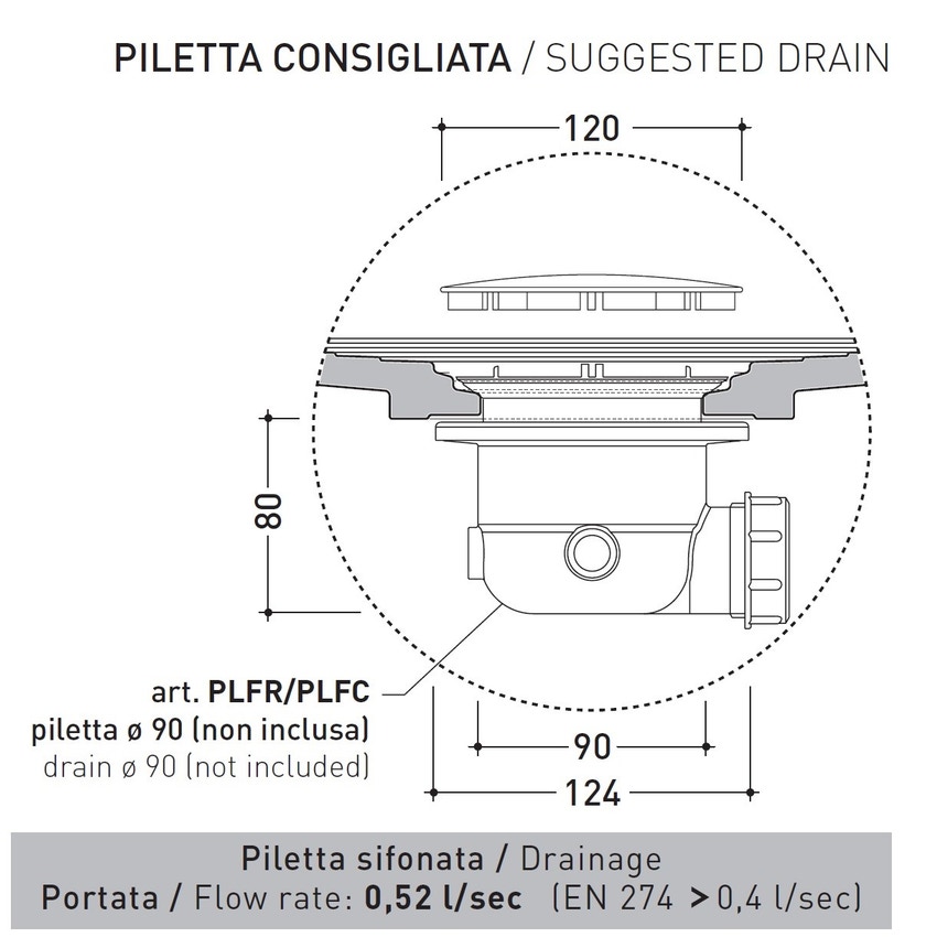 Immagine di Flaminia WATER DROP piatto doccia rettangolare L.140 P.80 cm, da appoggio o incasso filo pavimento, colore bianco finitura lucido DR140