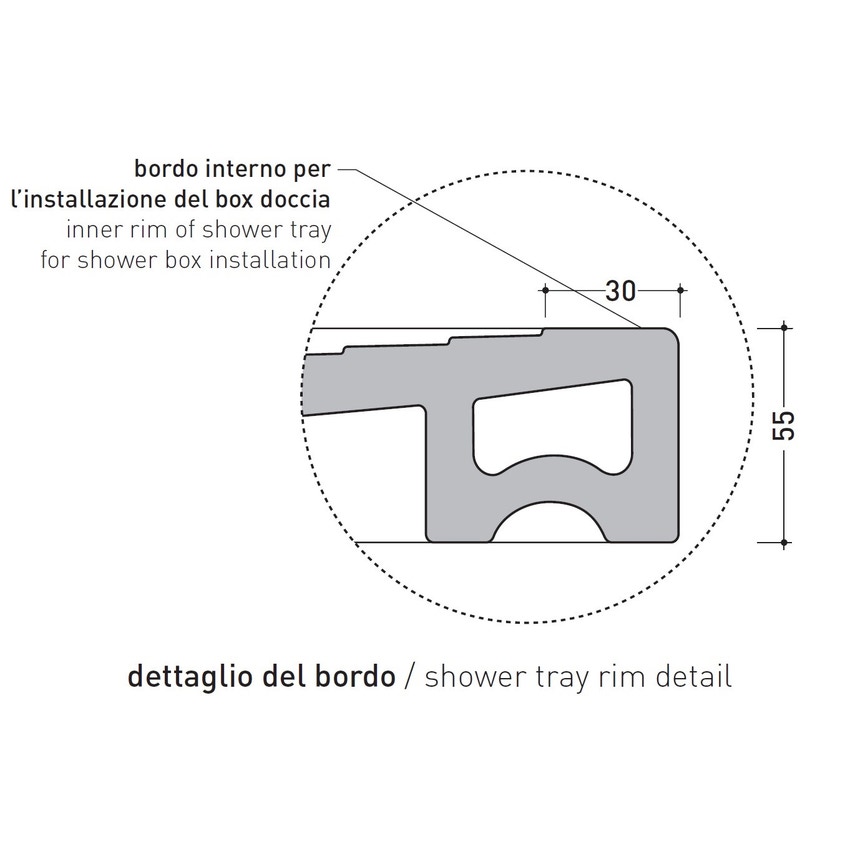 Immagine di Flaminia WATER DROP piatto doccia rettangolare L.140 P.80 cm, da appoggio o incasso filo pavimento, colore carbone finitura opaco DR140CAR